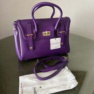 Andrea Cardone Italia NWT Purple Leather Handbag with Removable Shoulder Strap